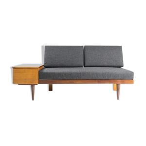 Canapé daybed en teck et tissu anthracite design Ingmar Relling pour Ekornes, Norvège 1960