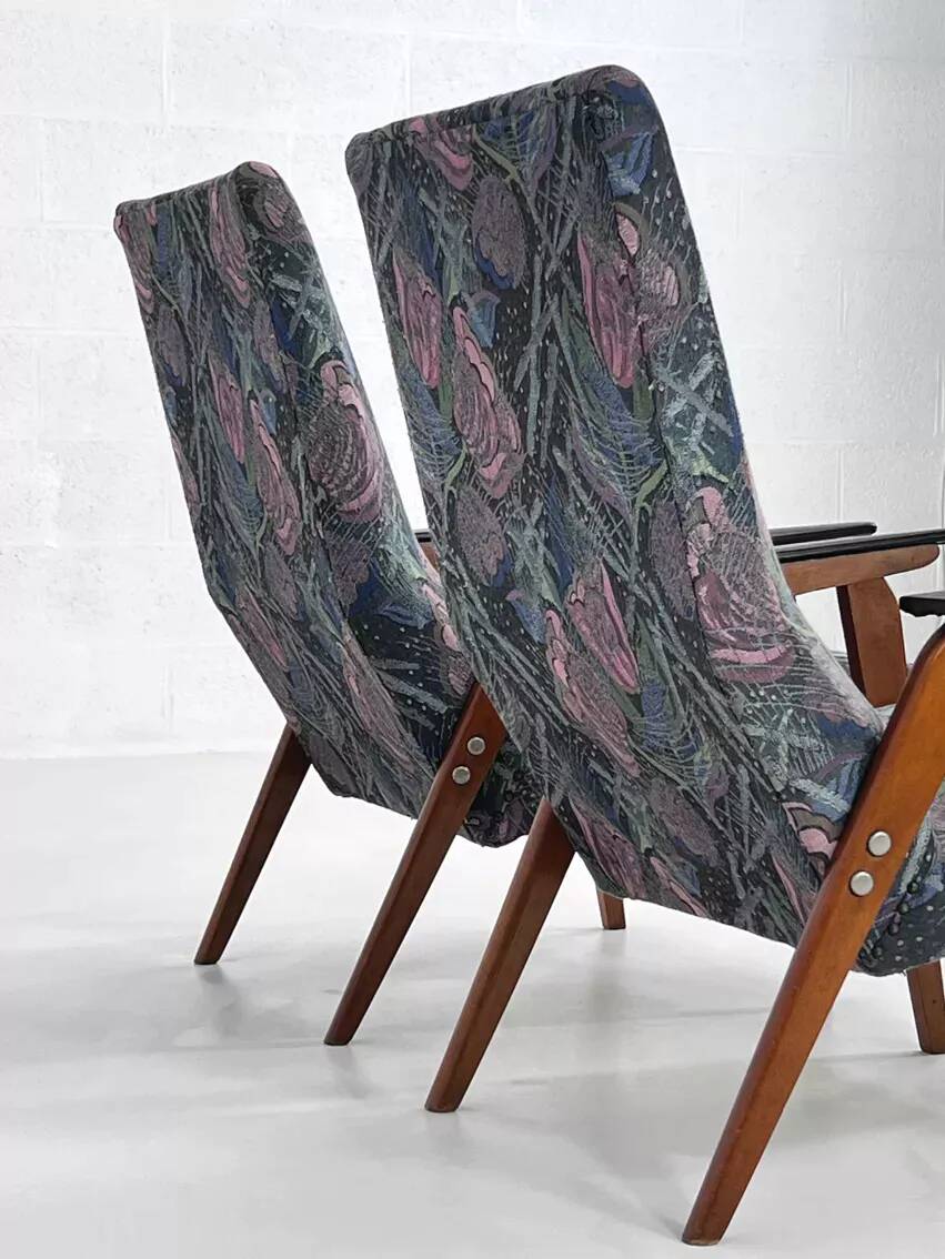 50s - 60s armchair in wood and fabric
