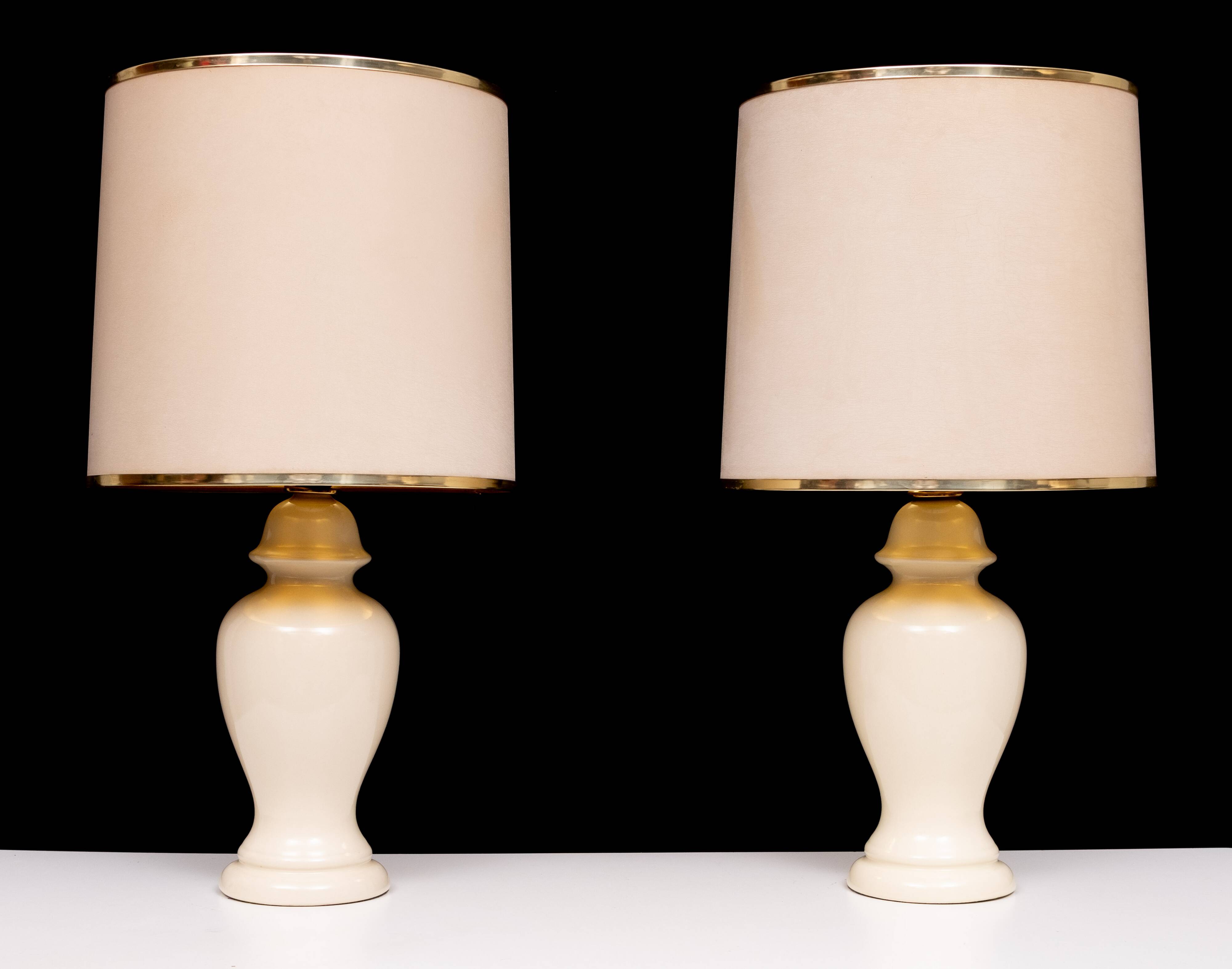 Herda set Ceramic table lamps matching Shade 1970s