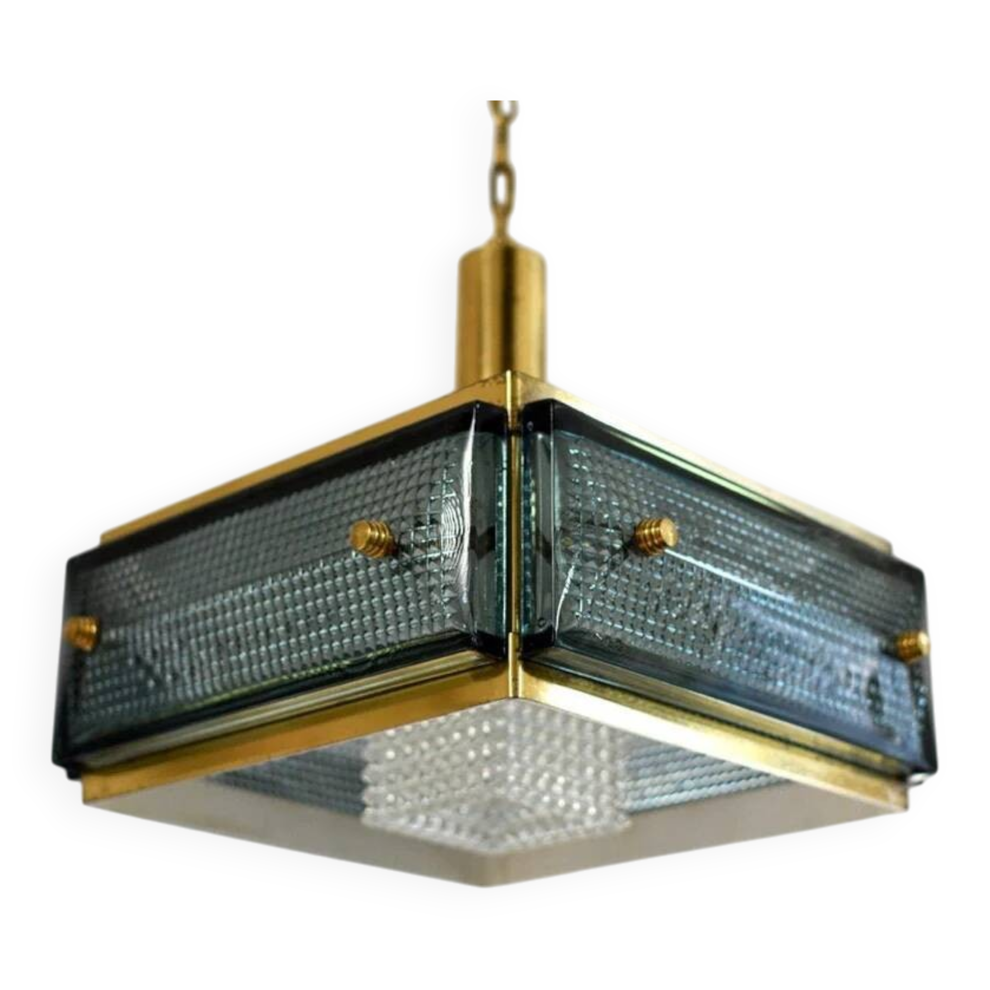 Mid-century Malmö Metallvarufabrik pendant light brass and glass