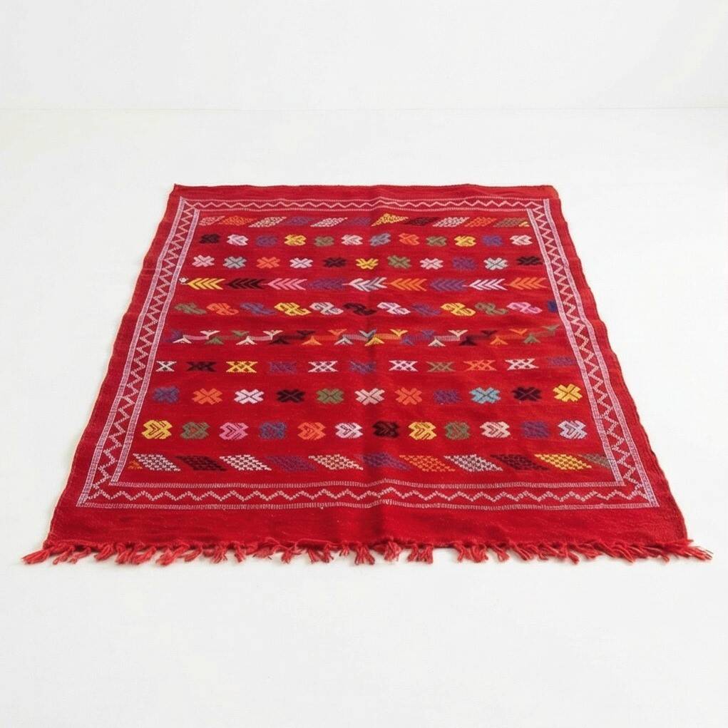 Small ethnic red Berber rug 90x140 cm