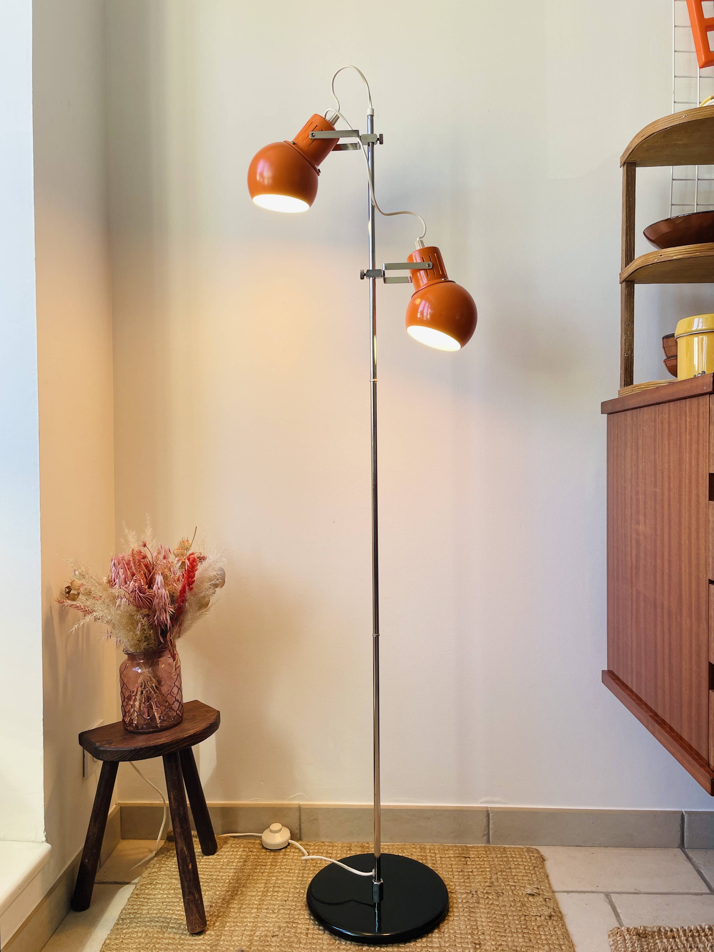 Lampadaire eyeball orange années 70