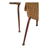 Set of 4 vintage Italian wicker and birch armchairs, mid-century modern, 1950.