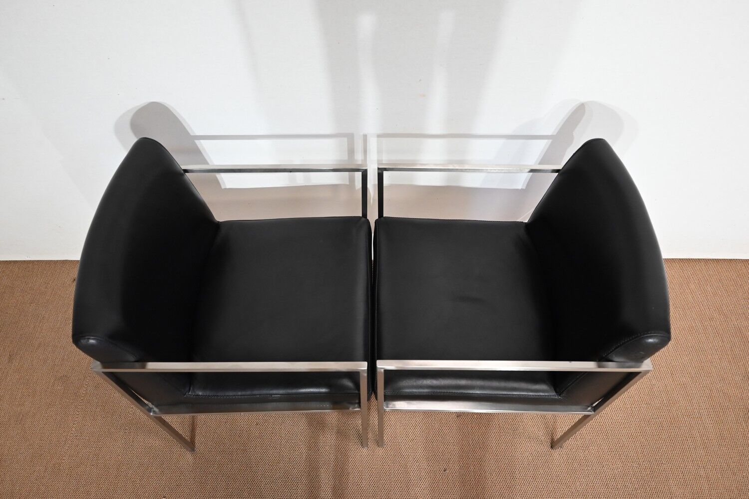 Pair of square armchairs, imitation leather – 1970