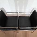 Pair of square armchairs, imitation leather – 1970