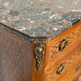 Commode antique avec intarsia &plateau en marbre