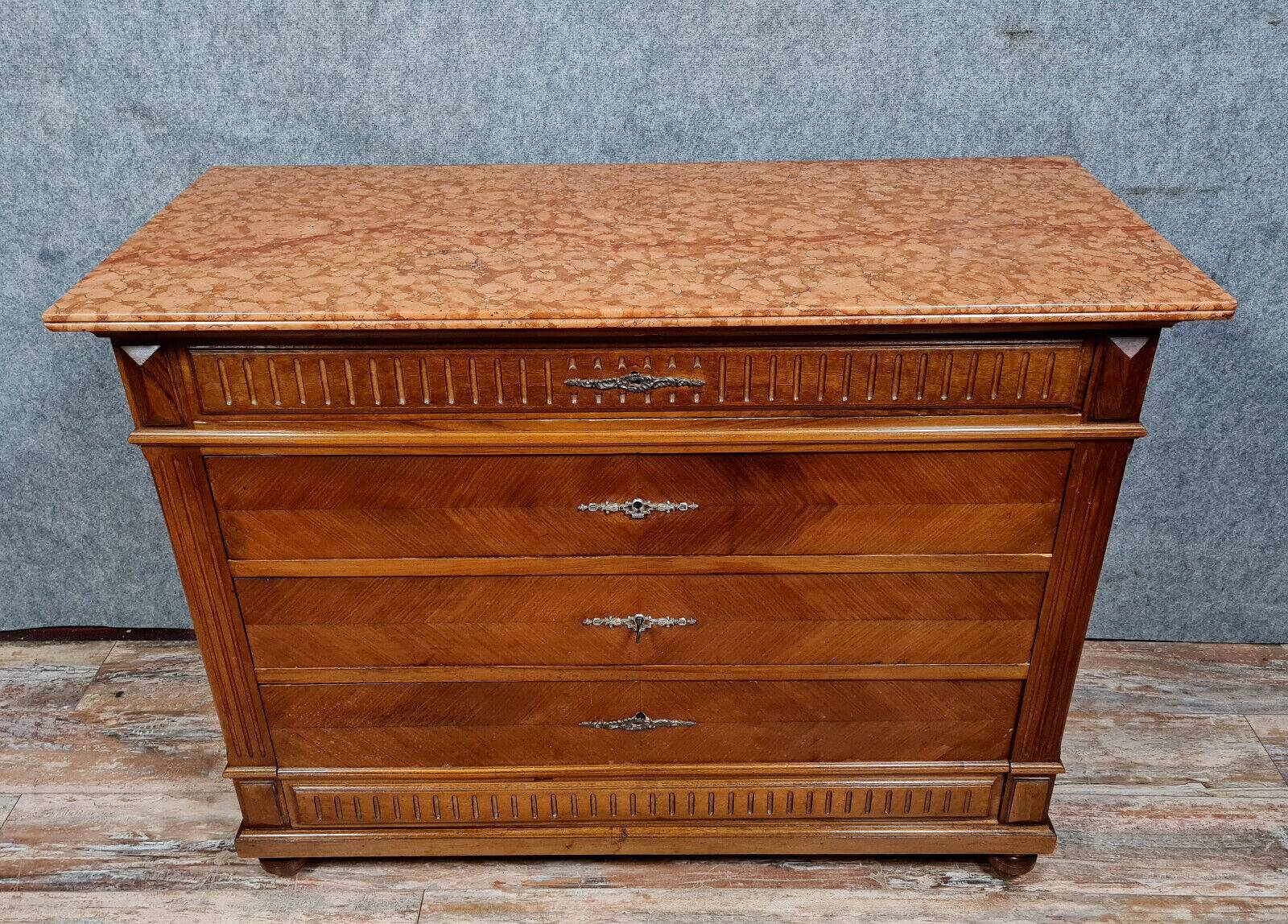 Louis XVI Style chest of drawers in walnut circa 1850-1880