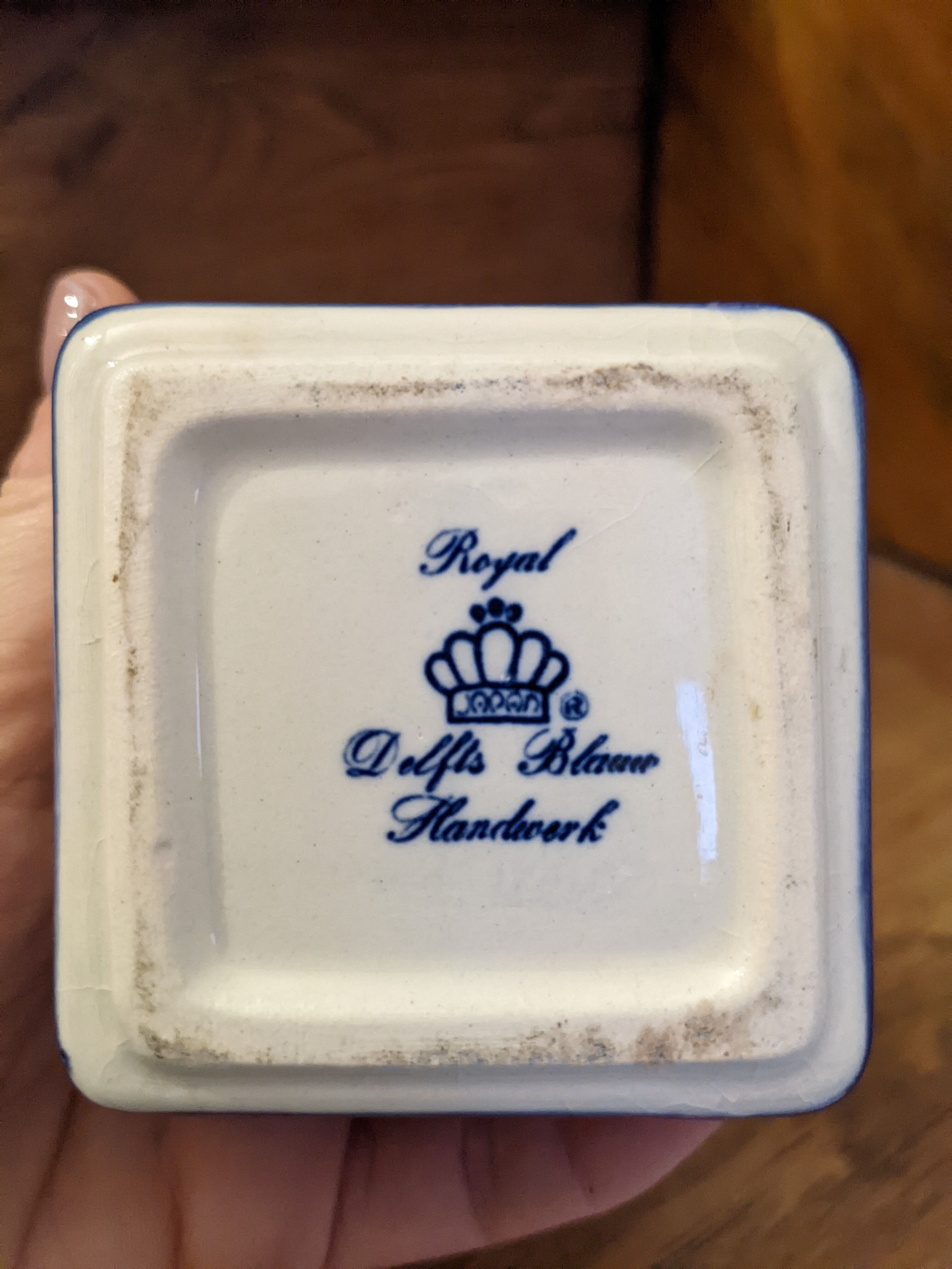 Blue apothecary pot hand-painted porcelain
