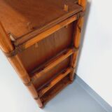 Large vintage rattan, wood and cane bookcase from the 70s