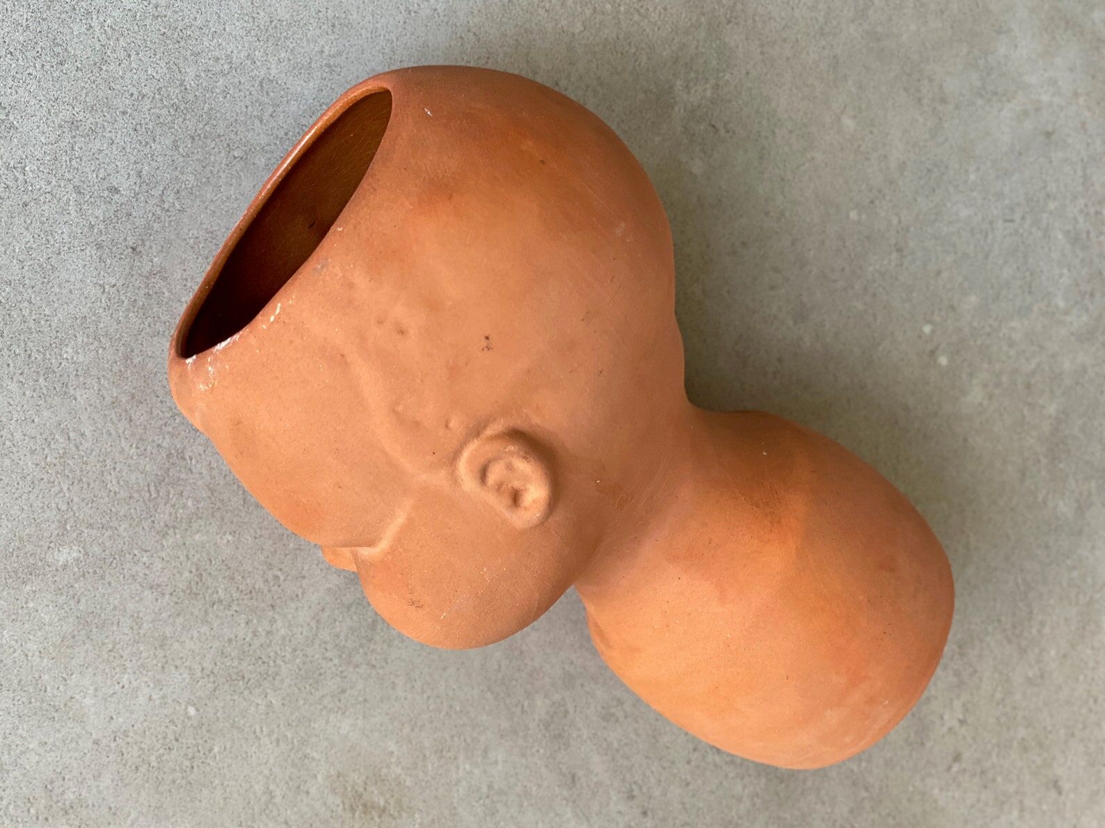 Vintage terracotta kids head vase