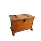 Swiss solid pine chest with wrought iron fittings, mid-20th century.