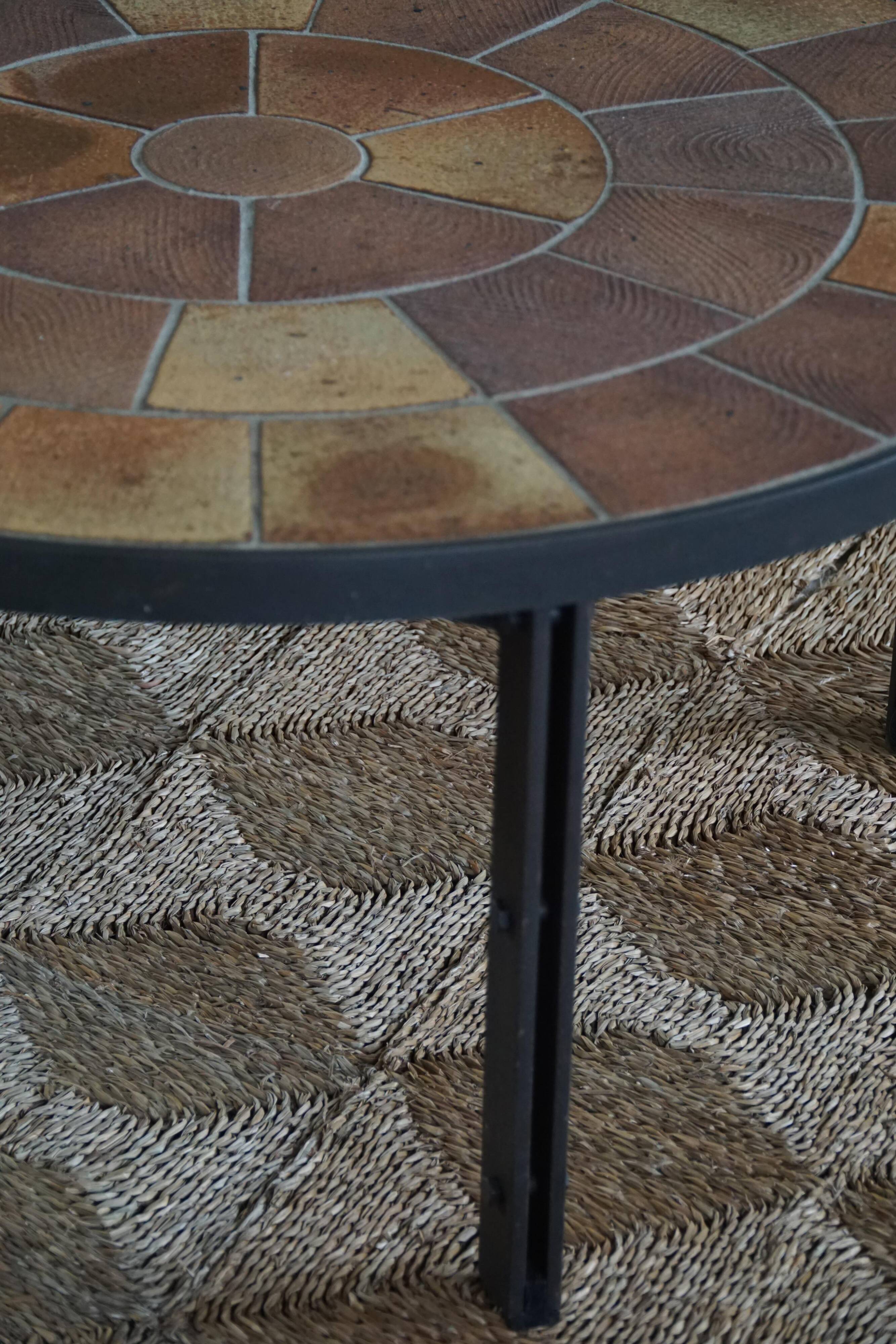 Modern Danish coffee table in steel and ceramic tiles by Sallingboe from the 1970s.