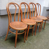 4 old fischel bentwood chairs and pyrograved pattern