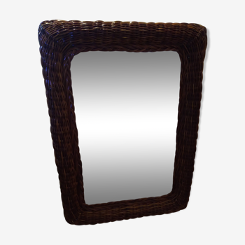 Miroir osier vintage  62 X 44 cm