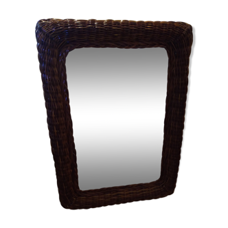 Miroir osier vintage  62 X 44 cm