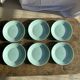 Set of 6 vintage turquoise blue dessert plates D18