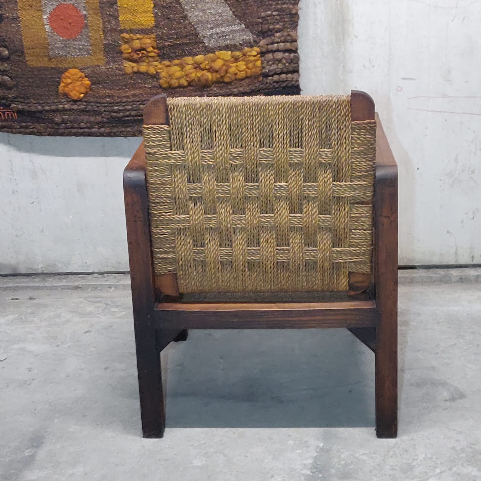Wooden and rope armchair