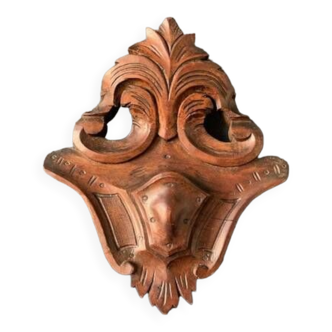 Old carved wooden ornament, 19th century crest