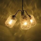 Mid-century chandelier, chrome and glass, Belgium 1960