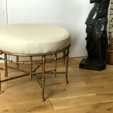 Napoleon III style ottoman in gilded metal with bamboo décor