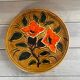 Vintage Vallauris dish from the 70s – Ø 29.5 cm – orange floral decoration