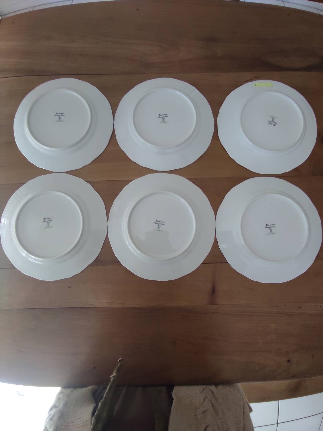 Set of 6 Limoges porcelain dinner plates by Deshoulières