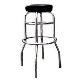 Vintage bar stool in black skai and chrome metal