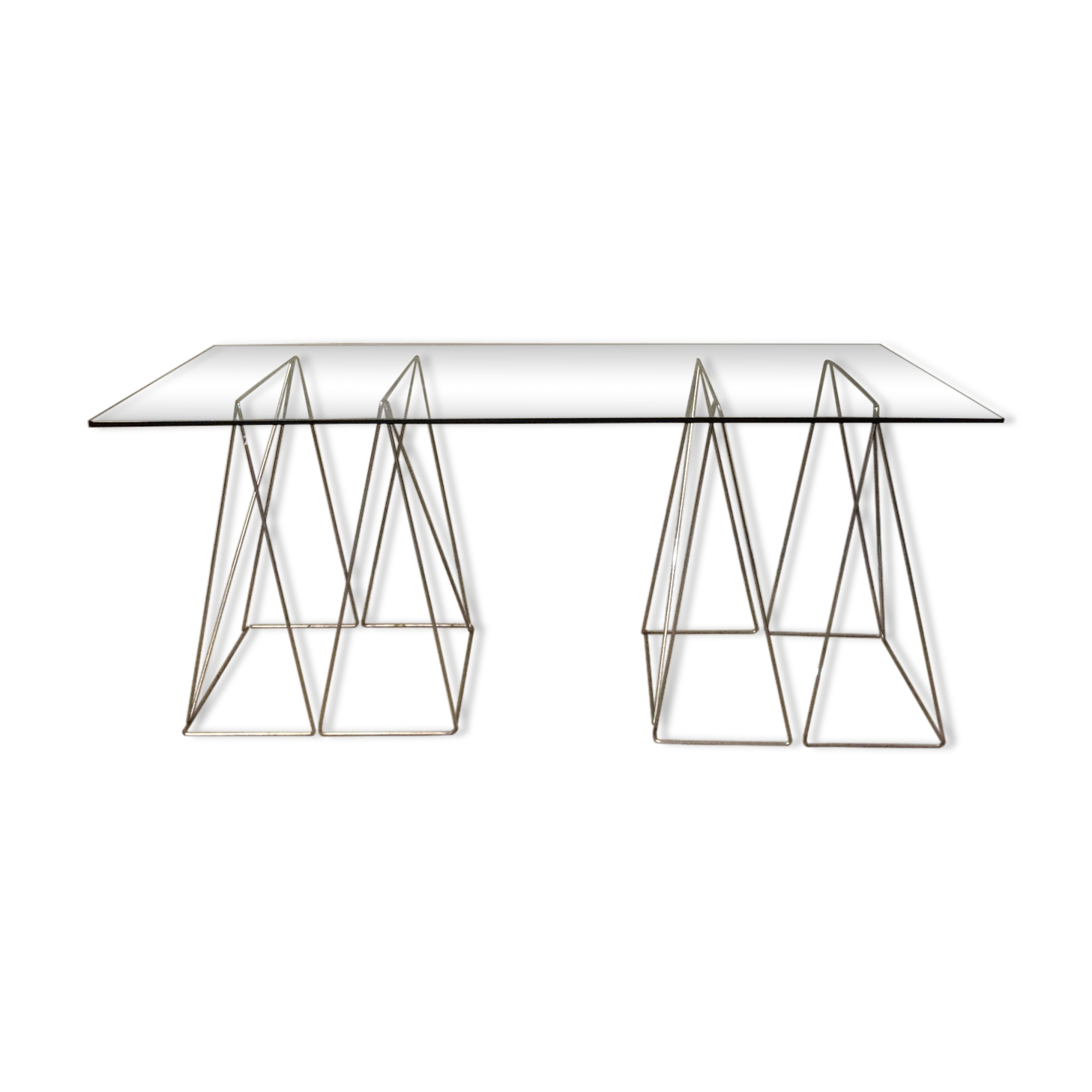 Glass desk and chrome trestles 1970