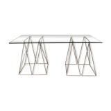 Glass desk and chrome trestles 1970