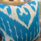 Vintage Silk Ikat Square Cushion Cover, Sky Blue White Arch Medallion 16x16
