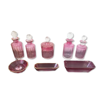 Nécessaire de toilette en cristal rose et doré