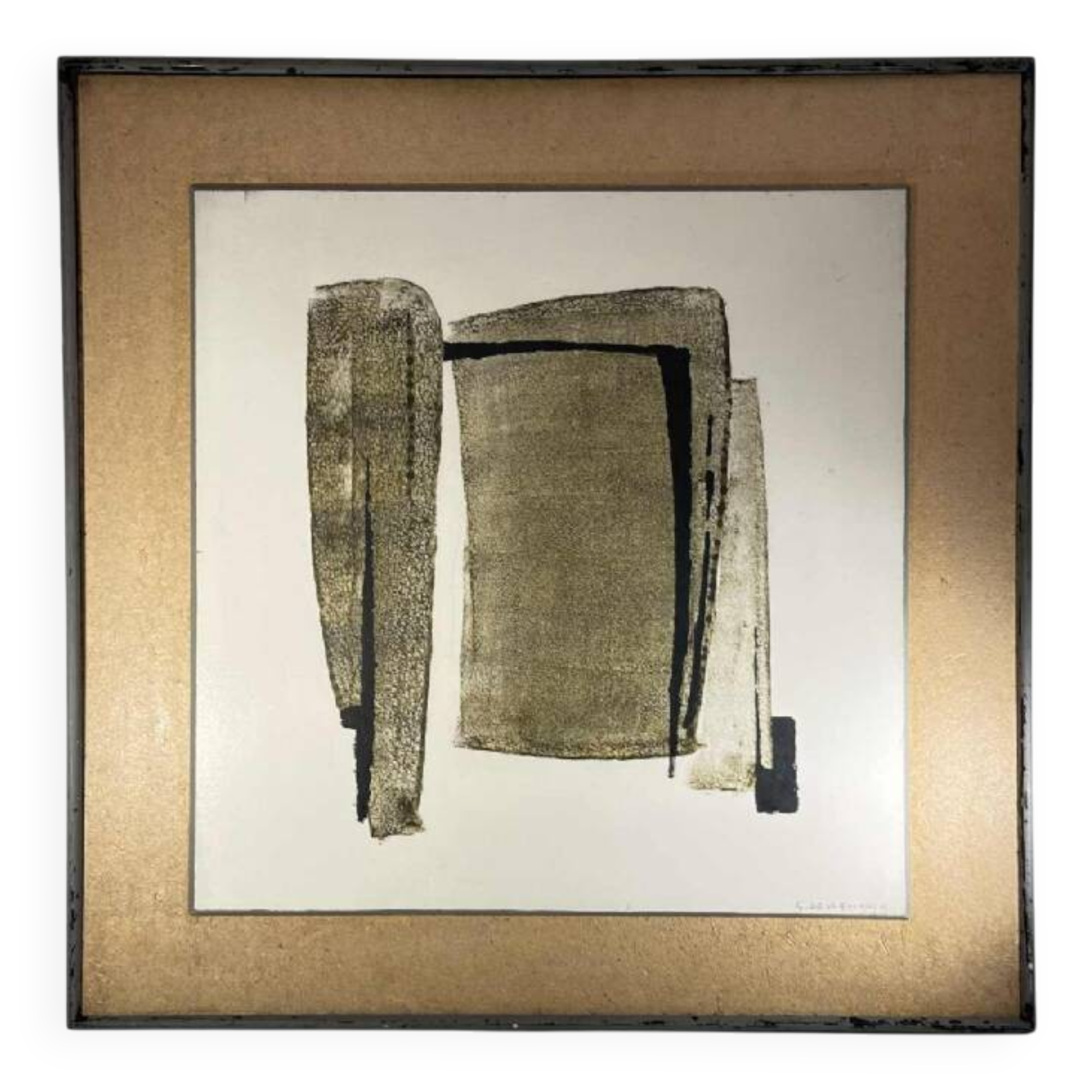 Abstract painting, Georges (Géo) De Vlamynck, oil on panel, ca 1960