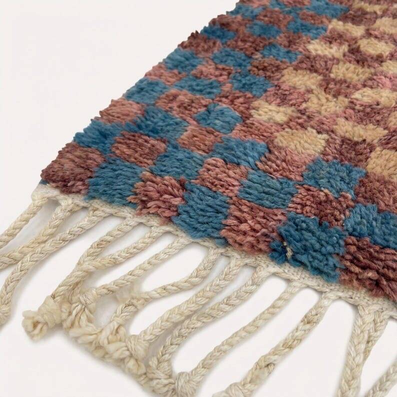 Authentic handmade natural wool rug size 2/3 m