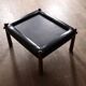 Percival Lafer MP-81 side table in black leather, Brazil 1970s