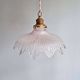 Trio of Art Deco scalloped clear glass pendant lights, 1920-30