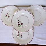 Set of 4 vintage porcelain dinner plates from the Salins factory