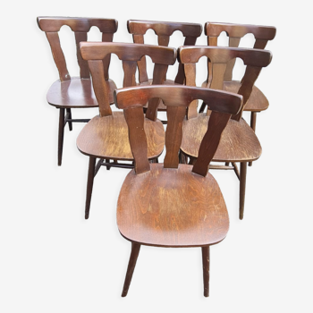 6 chaises de bistrot bois de chêne massif