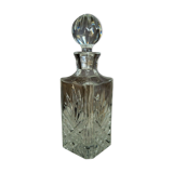 Whisky decanter square bottle in molded crystal