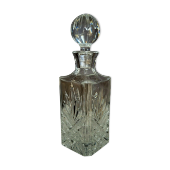 Whisky decanter square bottle in molded crystal