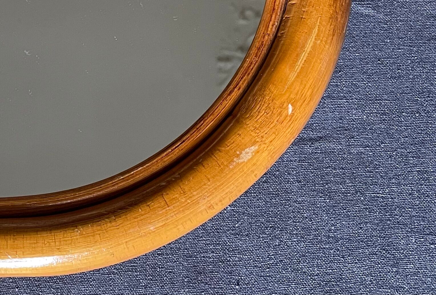 Miroir pomme en rotin & bambou 33x34cm