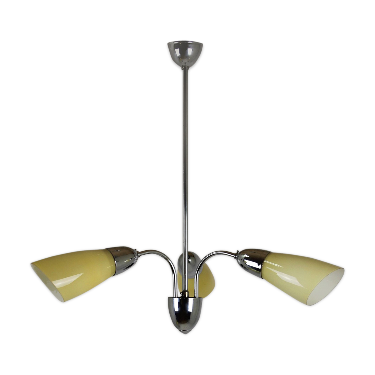Vintage Chrome Three-Armed Ceiling Lamp from Instala Decin, 1950s