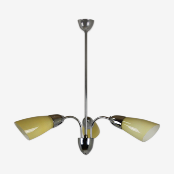 Vintage Chrome Three-Armed Ceiling Lamp from Instala Decin, 1950s