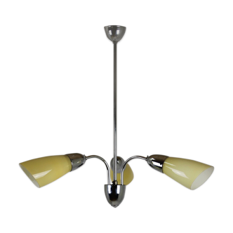 Vintage Chrome Three-Armed Ceiling Lamp from Instala Decin, 1950s