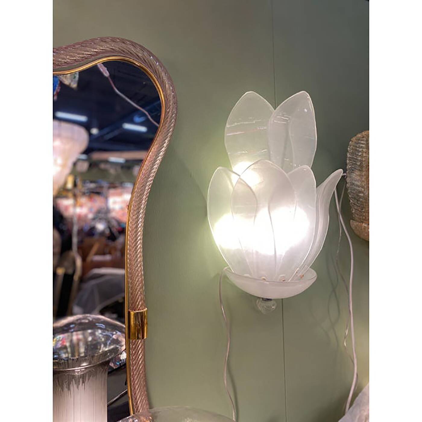 Wall Light Murano Glass Sand Color Italian Flowers by SimoEng