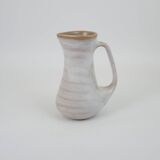 Signed white beige ceramic pitcher