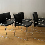 Ensemble de 6 chaises en cuir circa 1970