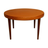 Round Scandinavian teak expandable dining table