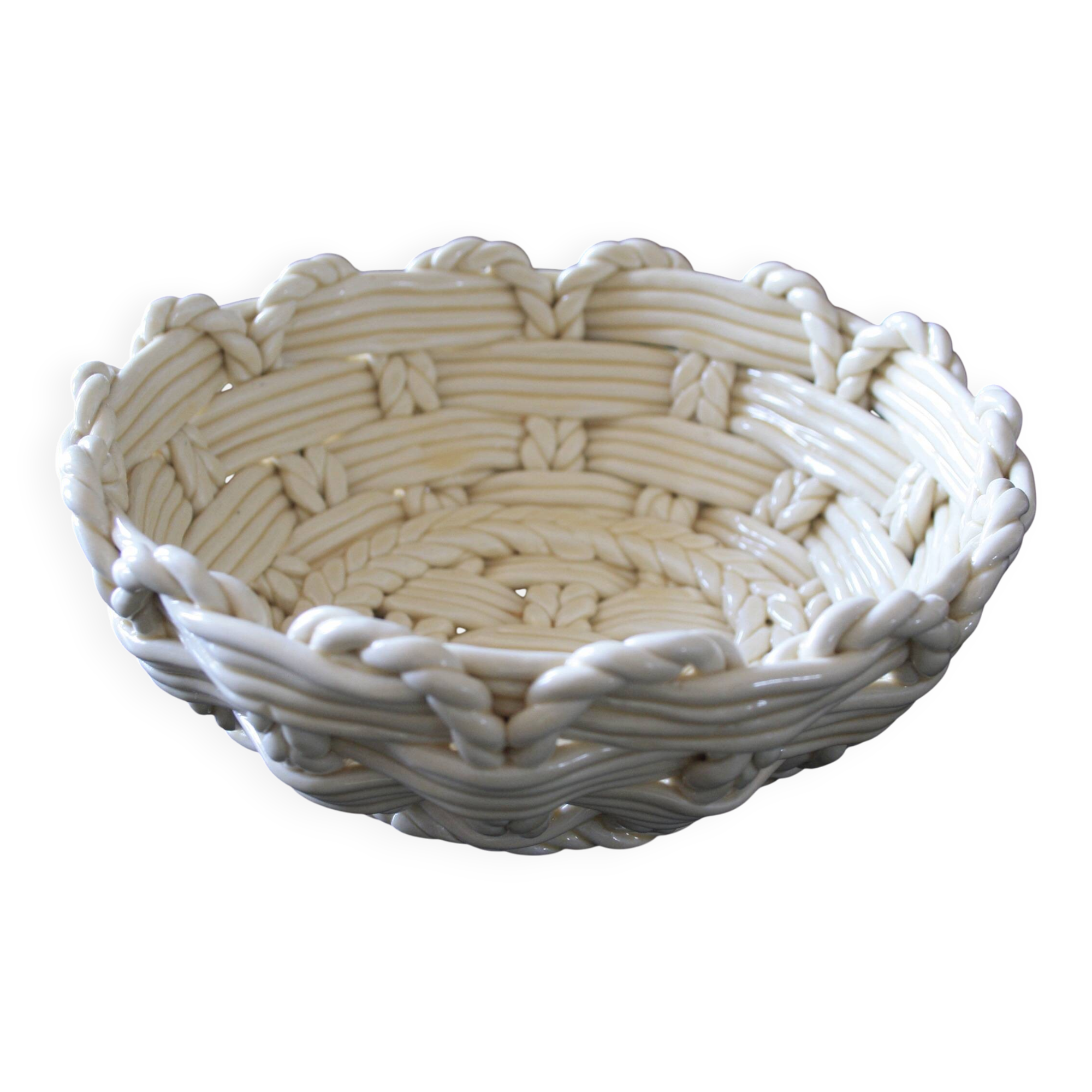Woven ceramic basket/tray