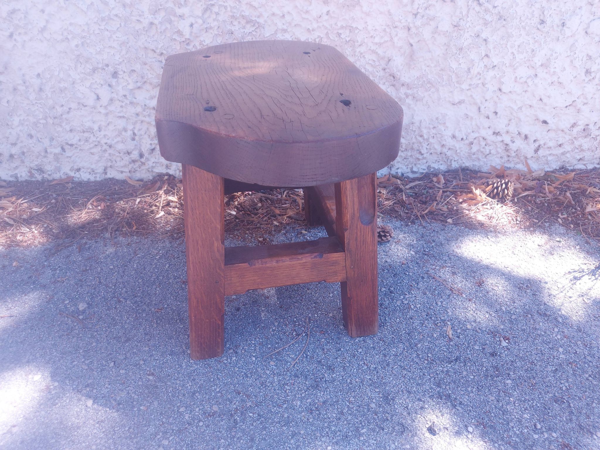 Brutalist wooden stool