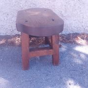 Brutalist wooden stool